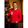 COOFANDY Men’s Crewneck Sweaters Long Sleeve Dress Knit Sweater Lightweight Slim Fit Pullover Sweaters(Red)