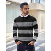 COOFANDY Men’s Crewneck Sweaters Long Sleeve Dress Knit Sweater Lightweight Slim Fit Pullover Sweaters(Stripe Light Grey/Grey)