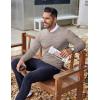 COOFANDY Men’s Crewneck Sweaters Long Sleeve Dress Knit Sweater Lightweight Slim Fit Pullover Sweaters(White/Brown (Two-tone Colors))