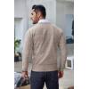 COOFANDY Men’s Crewneck Sweaters Long Sleeve Dress Knit Sweater Lightweight Slim Fit Pullover Sweaters(White/Brown (Two-tone Colors))