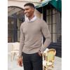 COOFANDY Men’s Crewneck Sweaters Long Sleeve Dress Knit Sweater Lightweight Slim Fit Pullover Sweaters(White/Brown (Two-tone Colors))