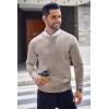 COOFANDY Men’s Crewneck Sweaters Long Sleeve Dress Knit Sweater Lightweight Slim Fit Pullover Sweaters(White/Brown (Two-tone Colors))