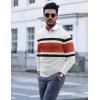 COOFANDY Men’s Crewneck Sweaters Long Sleeve Dress Knit Sweater Lightweight Slim Fit Pullover Sweaters(White/Rust Red)