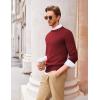 COOFANDY Men’s Crewneck Sweaters Long Sleeve Dress Knit Sweater Lightweight Slim Fit Pullover Sweaters(Wine Red)