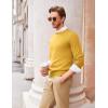 COOFANDY Men’s Crewneck Sweaters Long Sleeve Dress Knit Sweater Lightweight Slim Fit Pullover Sweaters(Yellow)