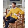 COOFANDY Men’s Crewneck Sweaters Long Sleeve Dress Knit Sweater Lightweight Slim Fit Pullover Sweaters(Yellow)