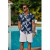 COOFANDY Mens Hawaiian Shirts Short Sleeve Button Down Aloha Shirt Casual Beach Clothes(Dark Blue Palm Leaves)