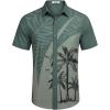 COOFANDY Mens Hawaiian Shirts Short Sleeve Button Down Aloha Shirt Casual Beach Clothes(Dark Green Palm Tree)
