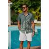 COOFANDY Mens Hawaiian Shirts Short Sleeve Button Down Aloha Shirt Casual Beach Clothes(Dark Green Palm Tree)