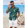COOFANDY Mens Hawaiian Shirts Short Sleeve Button Down Aloha Shirt Casual Beach Clothes(Green Fern Leaves)
