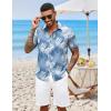 COOFANDY Mens Hawaiian Shirts Short Sleeve Button Down Aloha Shirt Casual Beach Clothes(Light Blue Palm Leaves)