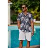 COOFANDY Mens Hawaiian Shirts Short Sleeve Button Down Aloha Shirt Casual Beach Clothes(Navy Blue Palm Leaves)