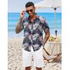 COOFANDY Mens Hawaiian Shirts Short Sleeve Button Down Aloha Shirt Casual Beach Clothes(Navy Blue Palm Leaves)