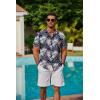 COOFANDY Mens Hawaiian Shirts Short Sleeve Button Down Aloha Shirt Casual Beach Clothes(Navy Blue Palm Leaves)