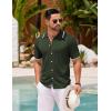 COOFANDY Men’s Knit Button Down Shirt Vintage Short Sleeve Polo Shirts Casual Beach Tops(Army Green)