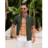 COOFANDY Men’s Knit Button Down Shirt Vintage Short Sleeve Polo Shirts Casual Beach Tops(Army Green)