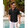COOFANDY Men’s Knit Button Down Shirt Vintage Short Sleeve Polo Shirts Casual Beach Tops(Black)