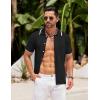 COOFANDY Men’s Knit Button Down Shirt Vintage Short Sleeve Polo Shirts Casual Beach Tops(Black)