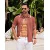 COOFANDY Men’s Knit Button Down Shirt Vintage Short Sleeve Polo Shirts Casual Beach Tops(Caramel)