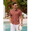 COOFANDY Men’s Knit Button Down Shirt Vintage Short Sleeve Polo Shirts Casual Beach Tops(Caramel)