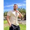 COOFANDY Men’s Knit Button Down Shirt Vintage Short Sleeve Polo Shirts Casual Beach Tops(Cream)