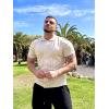 COOFANDY Men’s Knit Button Down Shirt Vintage Short Sleeve Polo Shirts Casual Beach Tops(Cream)