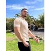 COOFANDY Men’s Knit Button Down Shirt Vintage Short Sleeve Polo Shirts Casual Beach Tops(Cream Hexagonal)