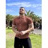 COOFANDY Men’s Knit Button Down Shirt Vintage Short Sleeve Polo Shirts Casual Beach Tops(Dark Brown)
