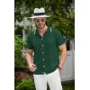 COOFANDY Men’s Knit Button Down Shirt Vintage Short Sleeve Polo Shirts Casual Beach Tops(Green)