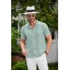 COOFANDY Men’s Knit Button Down Shirt Vintage Short Sleeve Polo Shirts Casual Beach Tops(Ice Green)