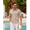 COOFANDY Men’s Knit Button Down Shirt Vintage Short Sleeve Polo Shirts Casual Beach Tops(Khaki)
