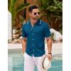 COOFANDY Men’s Knit Button Down Shirt Vintage Short Sleeve Polo Shirts Casual Beach Tops(Lake Blue)