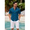 COOFANDY Men’s Knit Button Down Shirt Vintage Short Sleeve Polo Shirts Casual Beach Tops(Lake Blue)