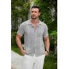 COOFANDY Men’s Knit Button Down Shirt Vintage Short Sleeve Polo Shirts Casual Beach Tops(Light Gray)
