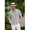COOFANDY Men’s Knit Button Down Shirt Vintage Short Sleeve Polo Shirts Casual Beach Tops(Light Gray)