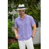 COOFANDY Men’s Knit Button Down Shirt Vintage Short Sleeve Polo Shirts Casual Beach Tops(Light Purple)