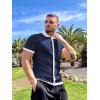 COOFANDY Men’s Knit Button Down Shirt Vintage Short Sleeve Polo Shirts Casual Beach Tops(Navy & White)