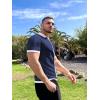 COOFANDY Men’s Knit Button Down Shirt Vintage Short Sleeve Polo Shirts Casual Beach Tops(Navy & White)