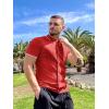 COOFANDY Men’s Knit Button Down Shirt Vintage Short Sleeve Polo Shirts Casual Beach Tops(Red)