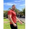 COOFANDY Men’s Knit Button Down Shirt Vintage Short Sleeve Polo Shirts Casual Beach Tops(Red)