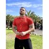 COOFANDY Men’s Knit Button Down Shirt Vintage Short Sleeve Polo Shirts Casual Beach Tops(Red)