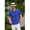 COOFANDY Men’s Knit Button Down Shirt Vintage Short Sleeve Polo Shirts Casual Beach Tops(Royal Blue)