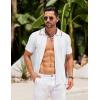 COOFANDY Men’s Knit Button Down Shirt Vintage Short Sleeve Polo Shirts Casual Beach Tops(White)