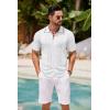COOFANDY Men’s Knit Button Down Shirt Vintage Short Sleeve Polo Shirts Casual Beach Tops(White)
