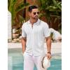 COOFANDY Men’s Knit Button Down Shirt Vintage Short Sleeve Polo Shirts Casual Beach Tops(White)