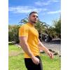 COOFANDY Men’s Knit Button Down Shirt Vintage Short Sleeve Polo Shirts Casual Beach Tops(Yellow)