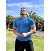 COOFANDY Men’s Knit Button Down Shirt Vintage Short Sleeve Polo Shirts Casual Beach Tops(‌demin Blue)