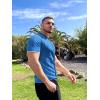 COOFANDY Men’s Knit Button Down Shirt Vintage Short Sleeve Polo Shirts Casual Beach Tops(‌demin Blue)