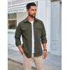 COOFANDY Men’s Long Sleeve Button Up Shirt Jacket with Flap Pockets(Army Green)