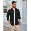 COOFANDY Men’s Long Sleeve Button Up Shirt Jacket with Flap Pockets(Black)